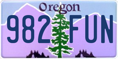 OR license plate 982FUN