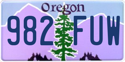 OR license plate 982FUW