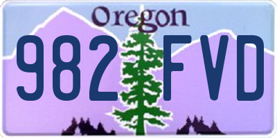 OR license plate 982FVD