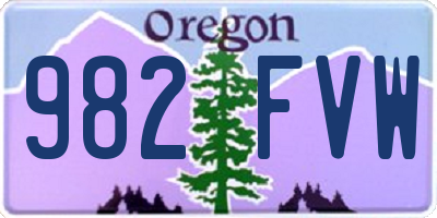 OR license plate 982FVW