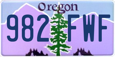 OR license plate 982FWF