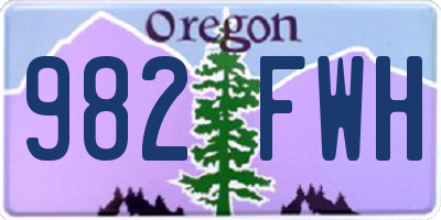 OR license plate 982FWH
