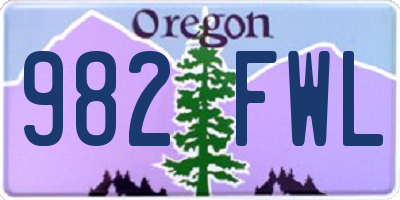 OR license plate 982FWL