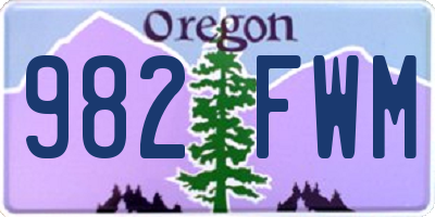 OR license plate 982FWM