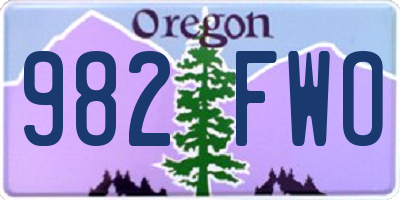 OR license plate 982FWO