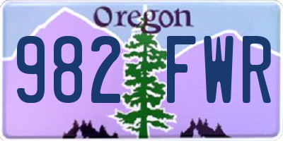 OR license plate 982FWR
