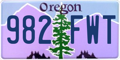 OR license plate 982FWT