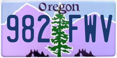 OR license plate 982FWV
