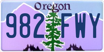 OR license plate 982FWY