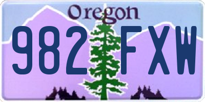 OR license plate 982FXW