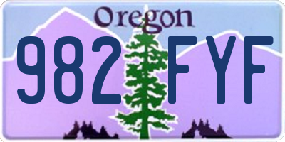 OR license plate 982FYF