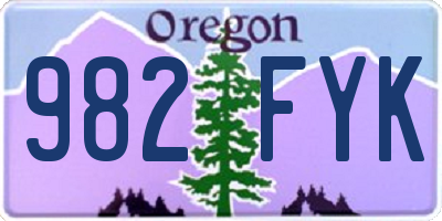 OR license plate 982FYK