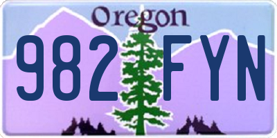OR license plate 982FYN
