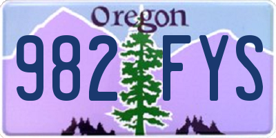 OR license plate 982FYS
