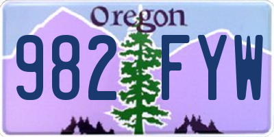 OR license plate 982FYW