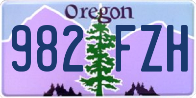 OR license plate 982FZH