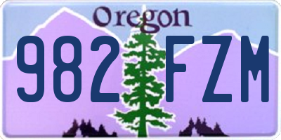 OR license plate 982FZM