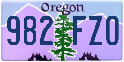 OR license plate 982FZO