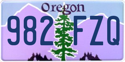 OR license plate 982FZQ