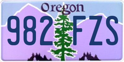 OR license plate 982FZS