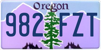 OR license plate 982FZT