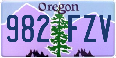 OR license plate 982FZV