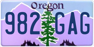 OR license plate 982GAG
