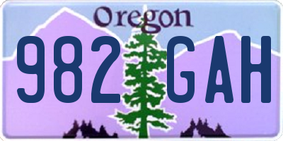 OR license plate 982GAH