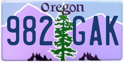 OR license plate 982GAK