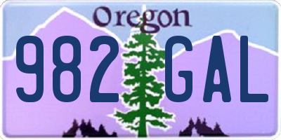 OR license plate 982GAL