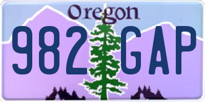 OR license plate 982GAP