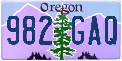 OR license plate 982GAQ