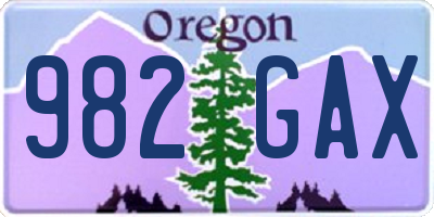 OR license plate 982GAX