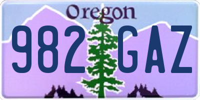 OR license plate 982GAZ