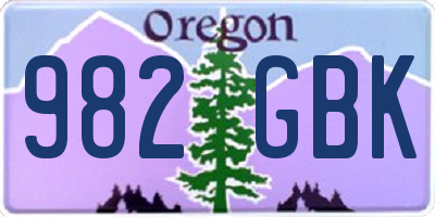 OR license plate 982GBK