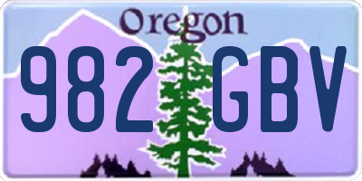 OR license plate 982GBV