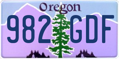 OR license plate 982GDF