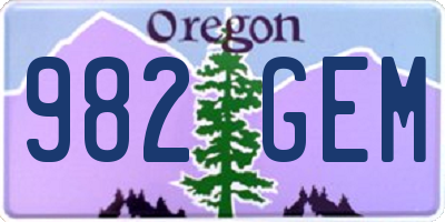 OR license plate 982GEM