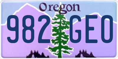 OR license plate 982GEO