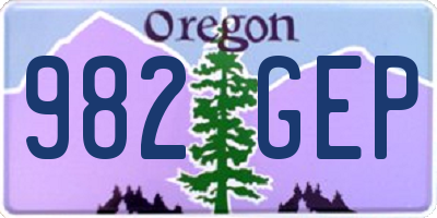 OR license plate 982GEP