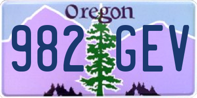 OR license plate 982GEV