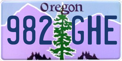 OR license plate 982GHE