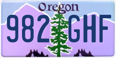 OR license plate 982GHF