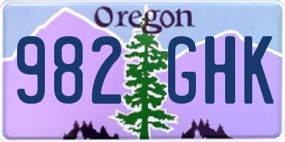 OR license plate 982GHK