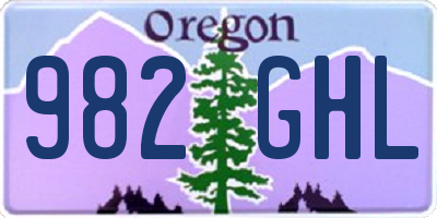 OR license plate 982GHL