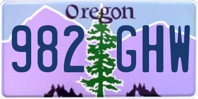 OR license plate 982GHW
