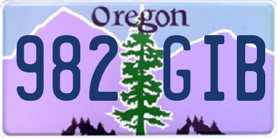 OR license plate 982GIB