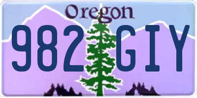 OR license plate 982GIY