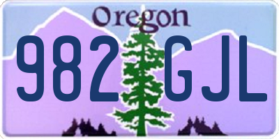 OR license plate 982GJL