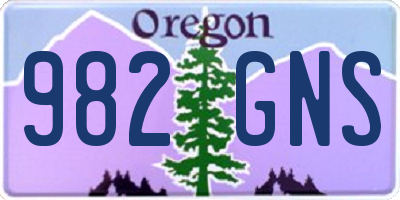 OR license plate 982GNS